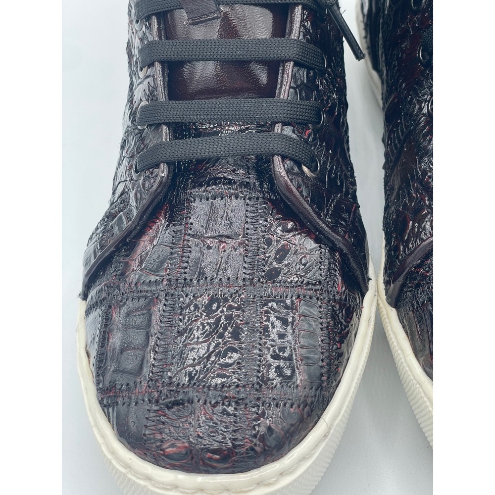 Belvedere Mens Black Cherry Crocodile Leather High Top Sneakers Vero Y01 Size 8 - Picture 3 of 10
